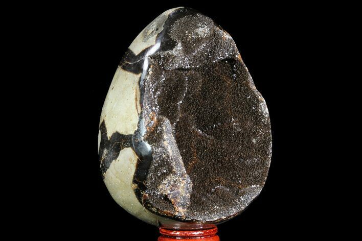 Septarian Dragon Egg Geode - Black Crystals #71993